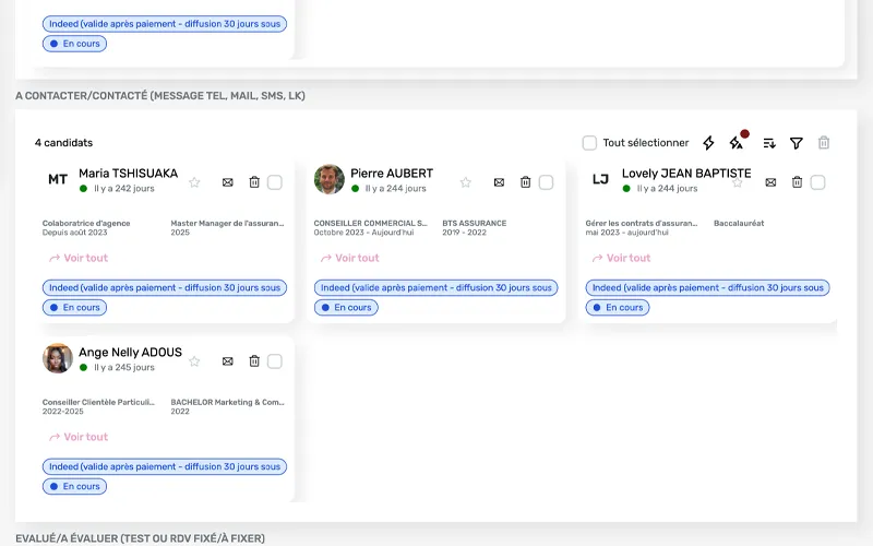 Centralisation des candidature ATS assur emploi
